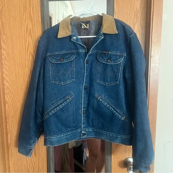 Vintage Wrangler Denim Jacket with Tan Collar - Picture 1 of 8